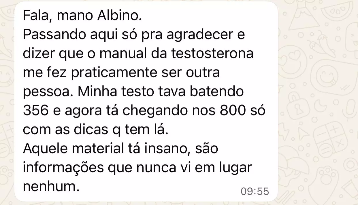 Depoimento de leitor agradecendo pelos resultados