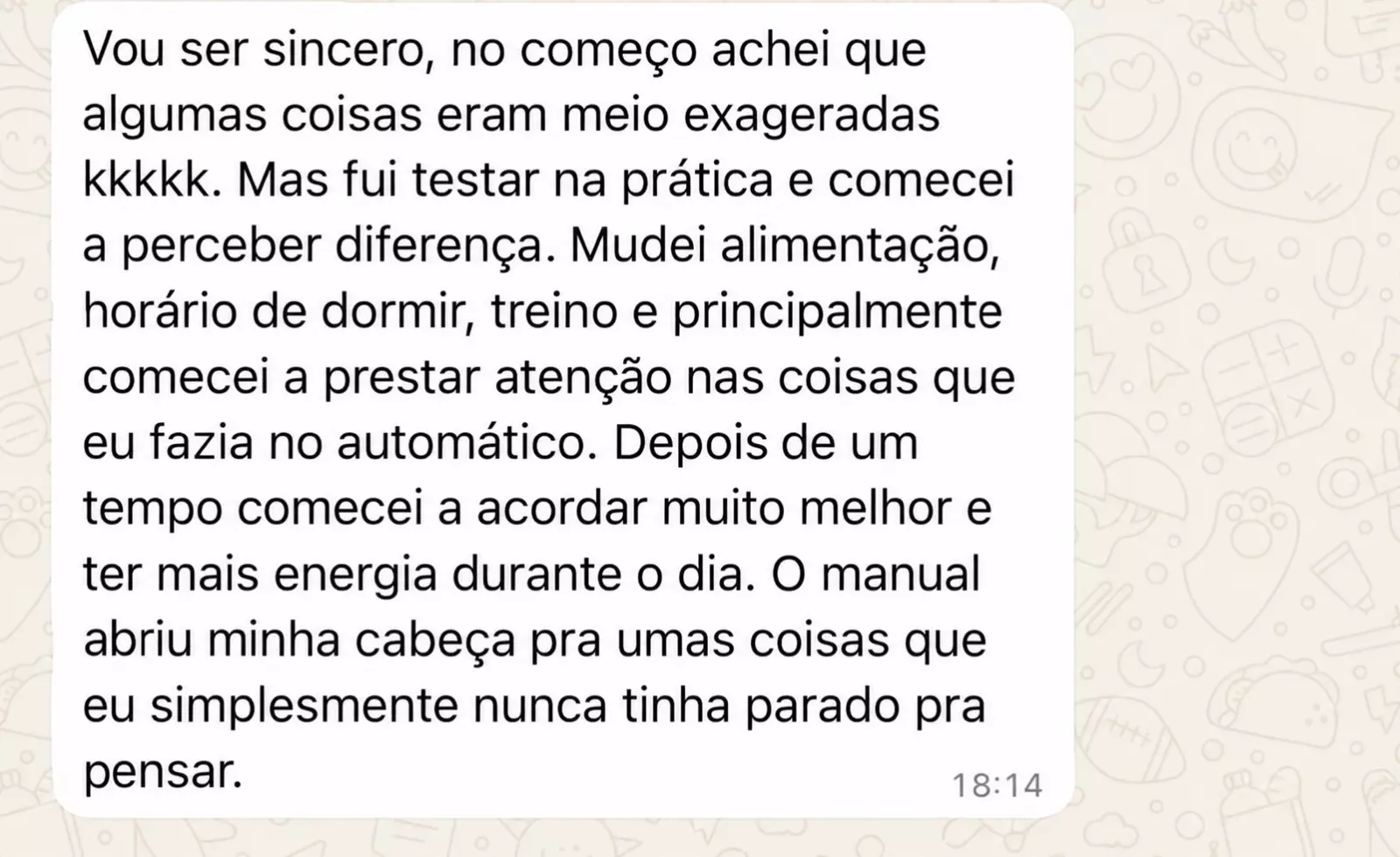 Depoimento de leitor sobre acordar melhor com mais energia